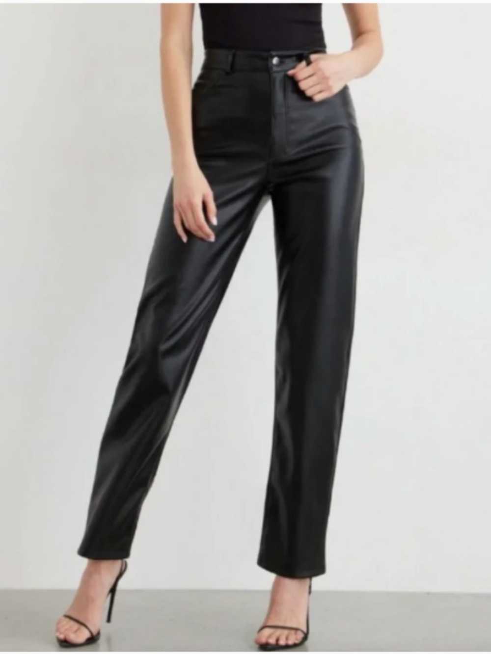 Dynamite Gisele Faux Leather Straight Pants Black Size 0